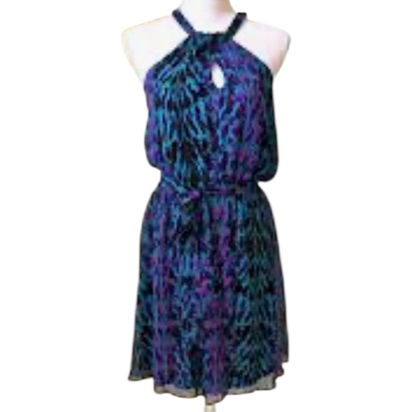 Express Sz S halter dress sleeveless keyhole front & back elastic waist dress‎ - Picture 3 of 10